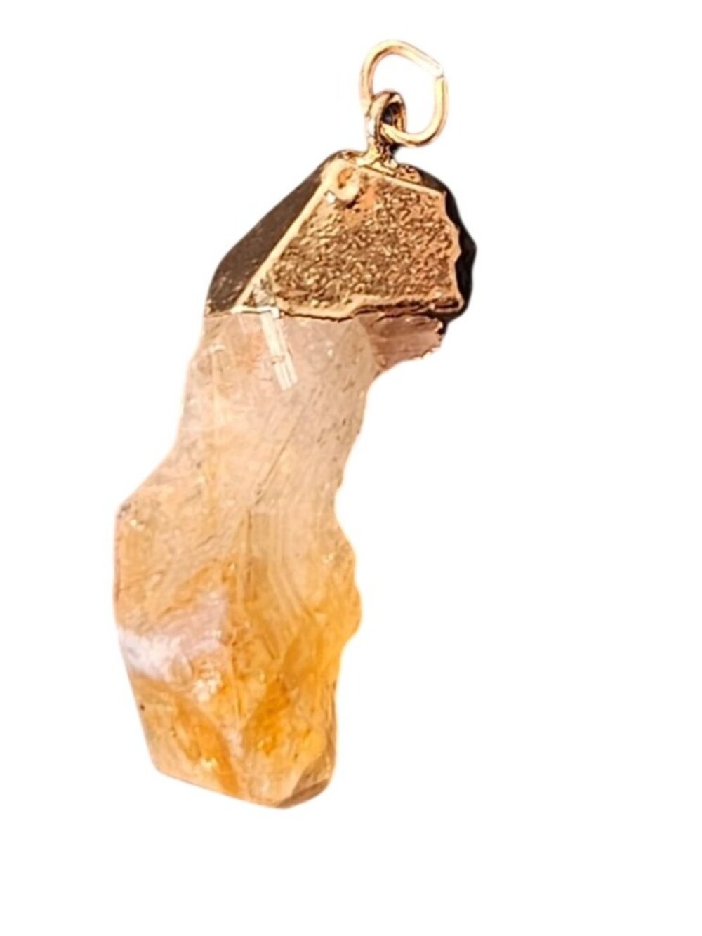 Citrine Crystal Pendant Goldtone 1.25 inches